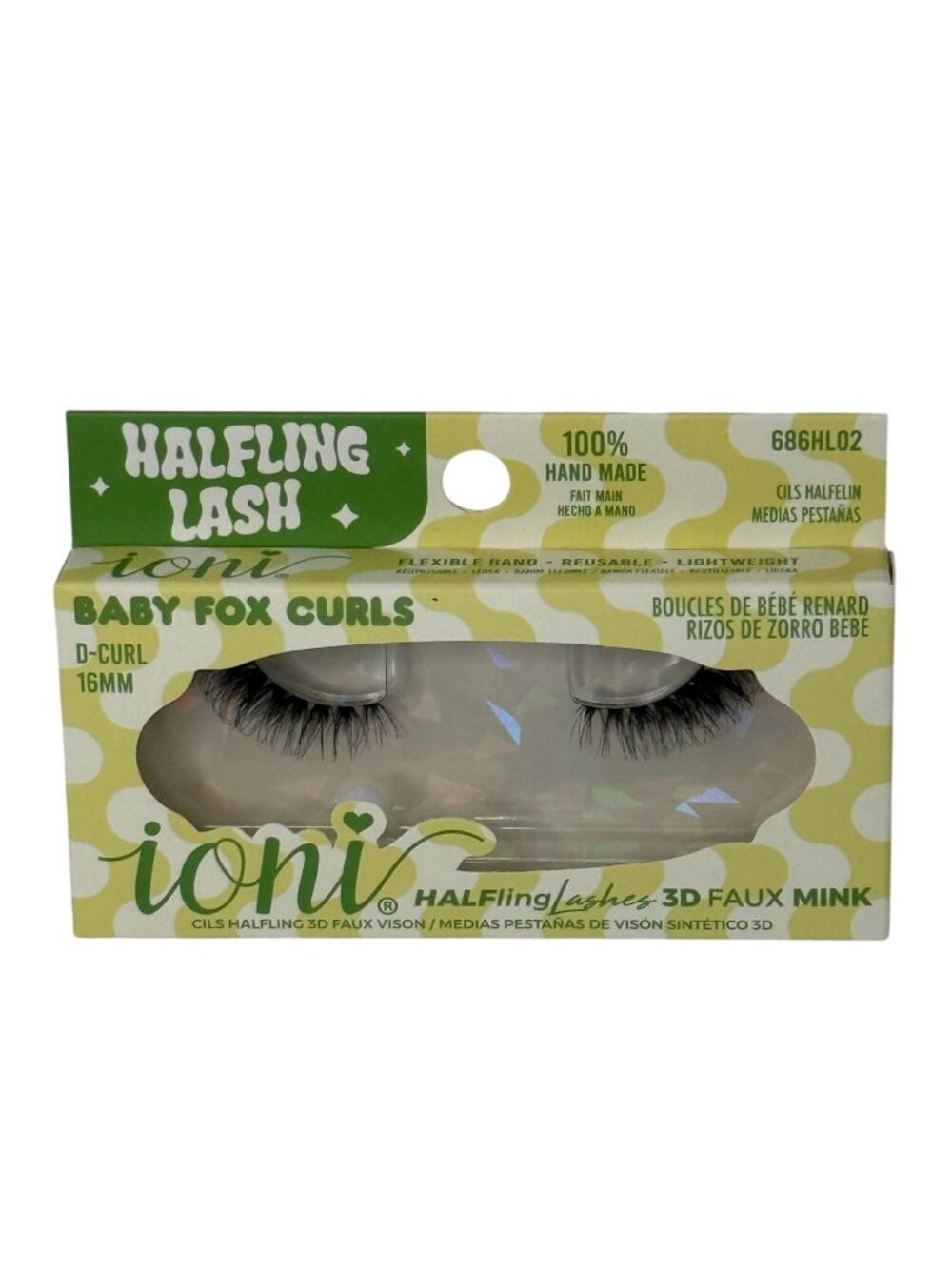 ioni Halfling Lashes Baby Fox Curls D Curl 16mm 3D Faux Mink
